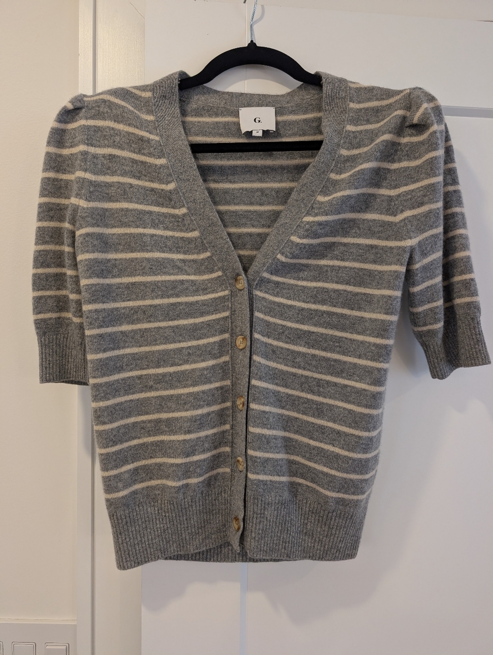 Pre-Owned By Gwyneth Paltrow! Grey Striped Cashmere Sweater